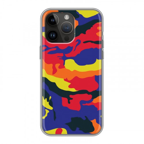 Дизайнерский силиконовый с усиленными углами чехол для Iphone 14 Pro Max Кислотный камуфляж