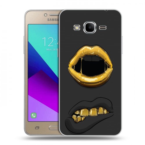 Дизайнерский силиконовый с усиленными углами чехол для Samsung Galaxy J2 Prime Черное золото