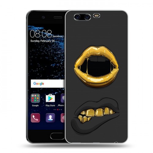 Дизайнерский пластиковый чехол для Huawei P10 Черное золото