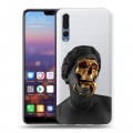 Полупрозрачный дизайнерский пластиковый чехол для Huawei P20 Pro Черное золото