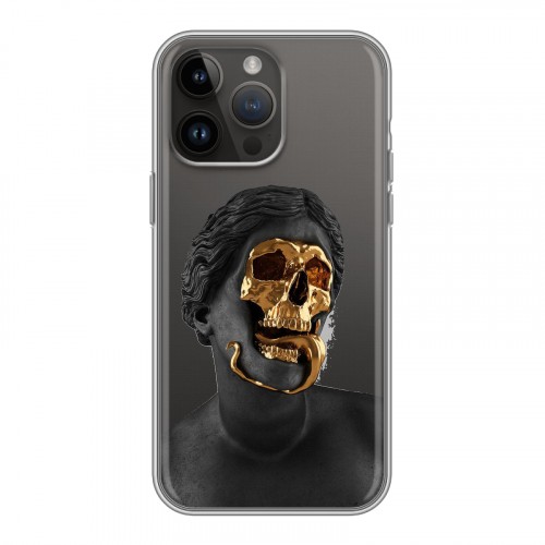 Полупрозрачный дизайнерский пластиковый чехол для Iphone 14 Pro Max Черное золото
