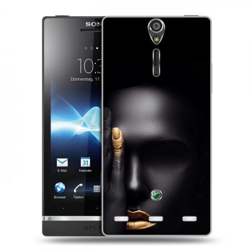 Дизайнерский пластиковый чехол для Sony Xperia S Черное золото