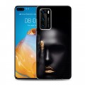 Дизайнерский силиконовый с усиленными углами чехол для Huawei P40 Черное золото