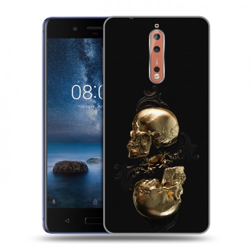 Дизайнерский пластиковый чехол для Nokia 8 Черное золото