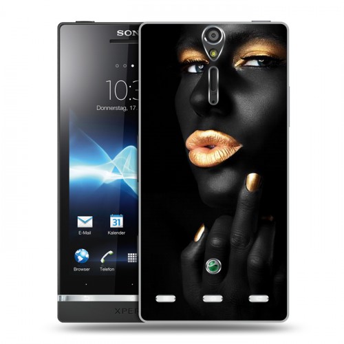 Дизайнерский пластиковый чехол для Sony Xperia S Черное золото