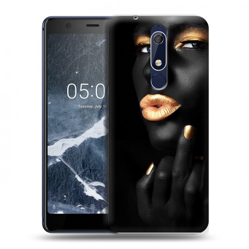 Дизайнерский пластиковый чехол для Nokia 5.1 Черное золото