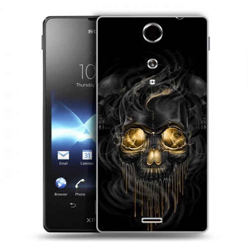 Дизайнерский пластиковый чехол для Sony Xperia TX Черное золото