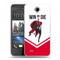 Дизайнерский пластиковый чехол для HTC Desire 300 Red White Fans