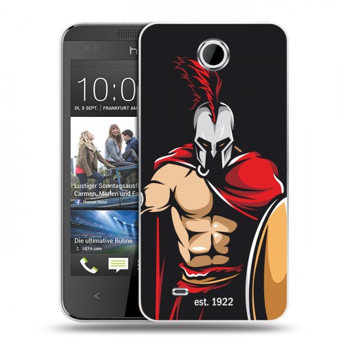 Дизайнерский пластиковый чехол для HTC Desire 300 Red White Fans