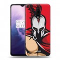 Дизайнерский пластиковый чехол для OnePlus 7 Red White Fans