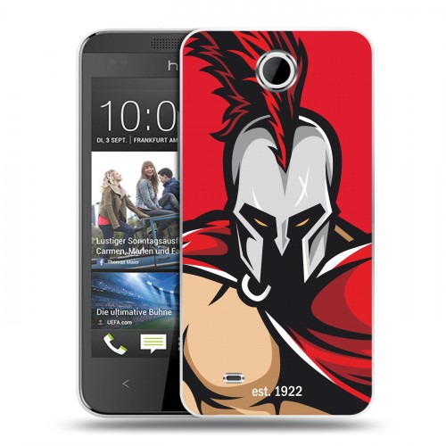 Дизайнерский пластиковый чехол для HTC Desire 300 Red White Fans