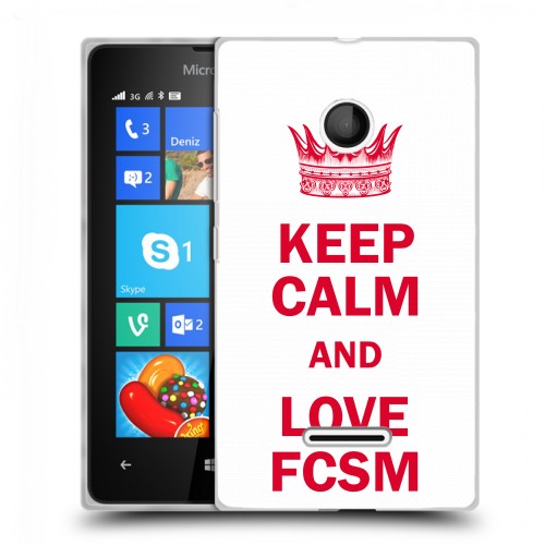 Дизайнерский пластиковый чехол для Microsoft Lumia 435 Red White Fans