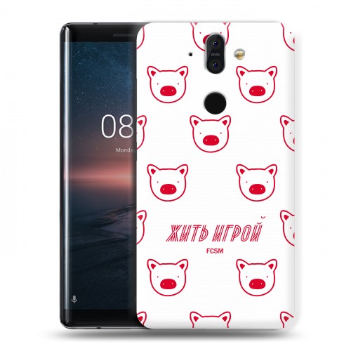 Дизайнерский силиконовый чехол для Nokia 8 Sirocco Red White Fans