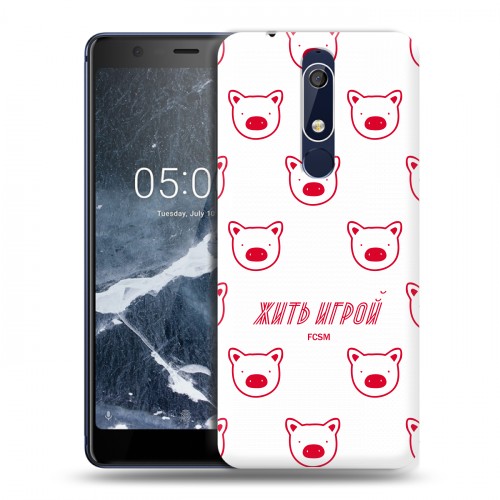 Дизайнерский пластиковый чехол для Nokia 5.1 Red White Fans