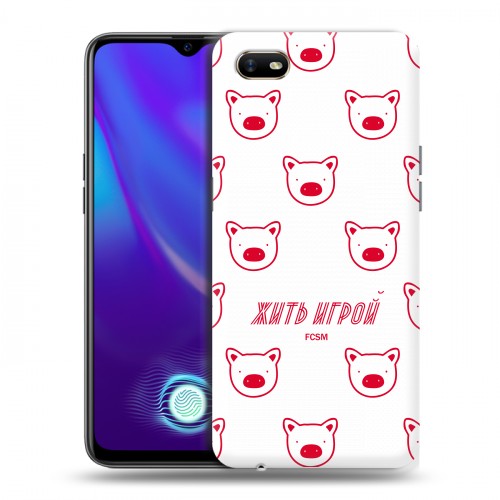 Дизайнерский пластиковый чехол для OPPO A1k Red White Fans