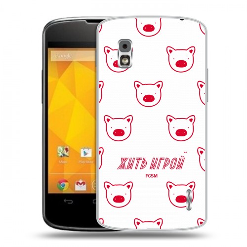 Дизайнерский пластиковый чехол для LG Google Nexus 4 Red White Fans