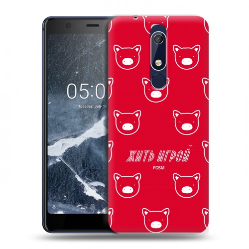 Дизайнерский пластиковый чехол для Nokia 5.1 Red White Fans