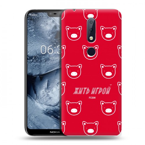 Дизайнерский пластиковый чехол для Nokia 6.1 Plus Red White Fans