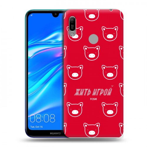 Дизайнерский пластиковый чехол для Huawei Y6 (2019) Red White Fans