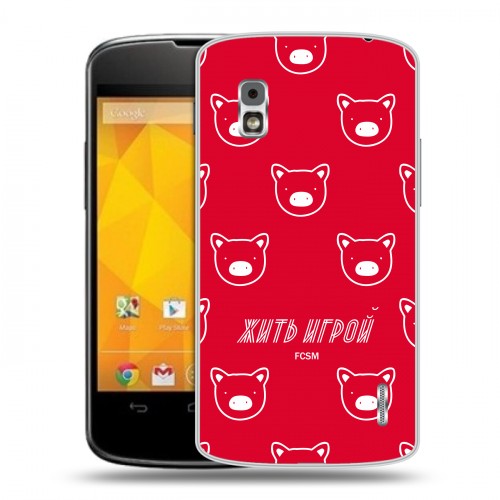 Дизайнерский пластиковый чехол для LG Google Nexus 4 Red White Fans