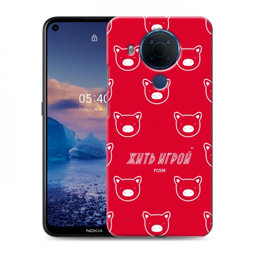 Дизайнерский силиконовый чехол для Nokia 5.4 Red White Fans