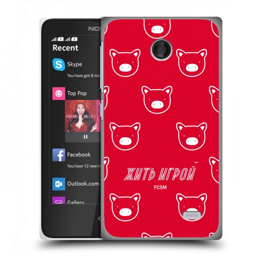 Дизайнерский пластиковый чехол для Nokia X Red White Fans