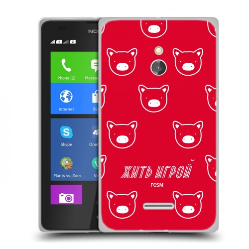 Дизайнерский силиконовый чехол для Nokia XL Red White Fans