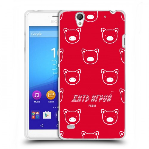 Дизайнерский пластиковый чехол для Sony Xperia C4 Red White Fans