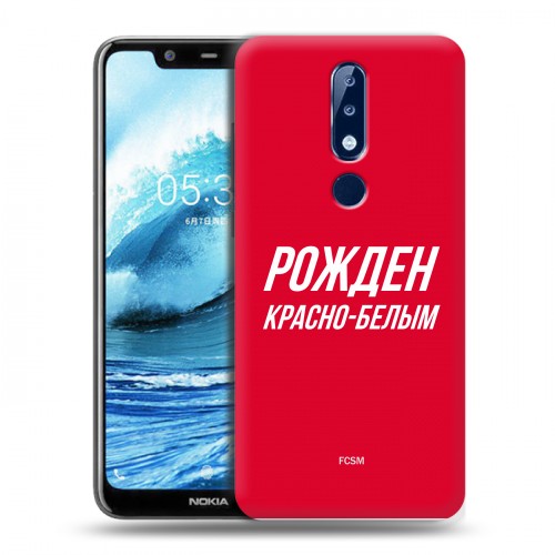 Дизайнерский силиконовый чехол для Nokia 5.1 Plus Red White Fans