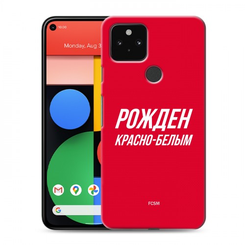 Дизайнерский пластиковый чехол для Google Pixel 5 Red White Fans