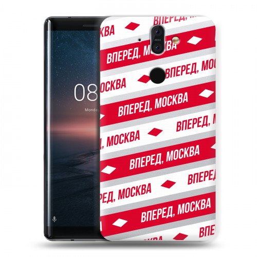 Полупрозрачный дизайнерский силиконовый чехол для Nokia 8 Sirocco Red White Fans