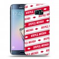 Полупрозрачный дизайнерский силиконовый чехол для Samsung Galaxy S6 Edge Red White Fans