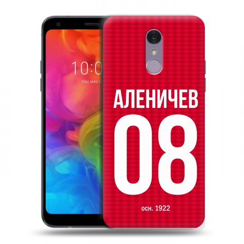 Дизайнерский пластиковый чехол для LG Q7 Red White Fans