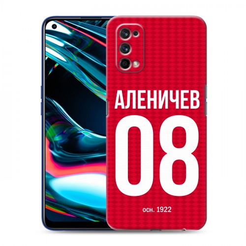 Дизайнерский силиконовый с усиленными углами чехол для Realme 7 Pro Red White Fans