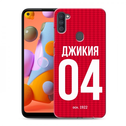 Дизайнерский силиконовый с усиленными углами чехол для Samsung Galaxy A11 Red White Fans