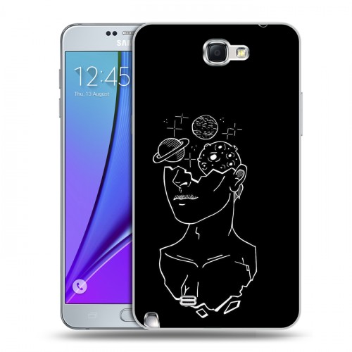 Дизайнерский пластиковый чехол для Samsung Galaxy Note 2 Минимализм на черном