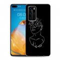 Дизайнерский пластиковый чехол для Huawei P40 Минимализм на черном