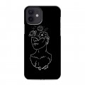 Дизайнерский силиконовый чехол для Iphone 12 Минимализм на черном