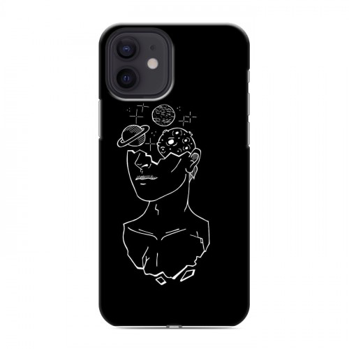 Дизайнерский силиконовый чехол для Iphone 12 Минимализм на черном