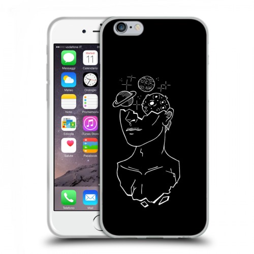 Дизайнерский пластиковый чехол для Iphone 6/6s Минимализм на черном