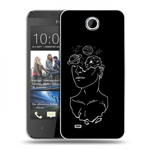 Дизайнерский силиконовый чехол для HTC Desire 300 Минимализм на черном