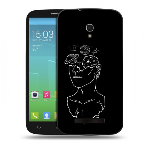 Дизайнерский пластиковый чехол для Alcatel One Touch Pop S9 Минимализм на черном