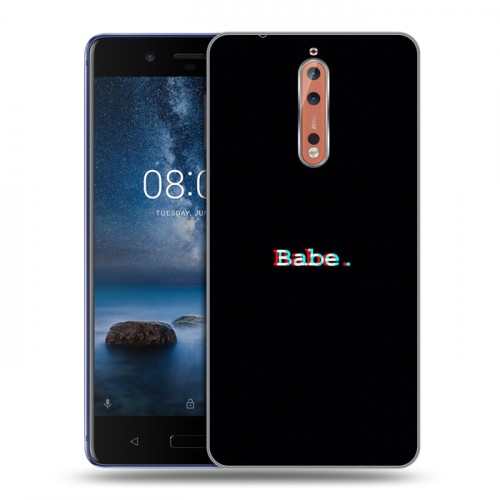 Дизайнерский пластиковый чехол для Nokia 8 Минимализм на черном