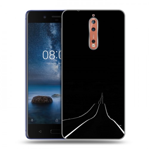 Дизайнерский пластиковый чехол для Nokia 8 Минимализм на черном