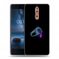 Дизайнерский пластиковый чехол для Nokia 8 Минимализм на черном