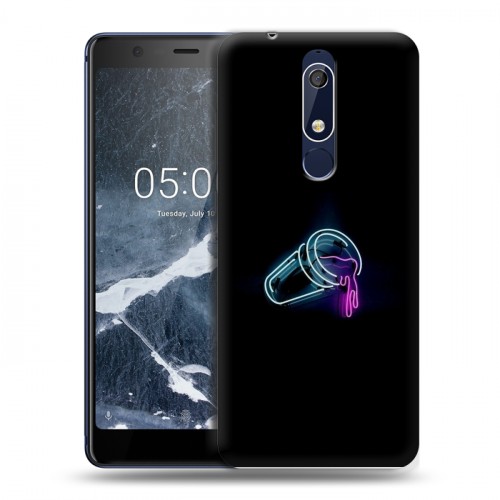 Дизайнерский пластиковый чехол для Nokia 5.1 Минимализм на черном