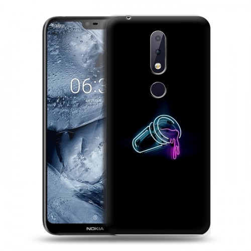 Дизайнерский силиконовый чехол для Nokia 6.1 Plus Минимализм на черном