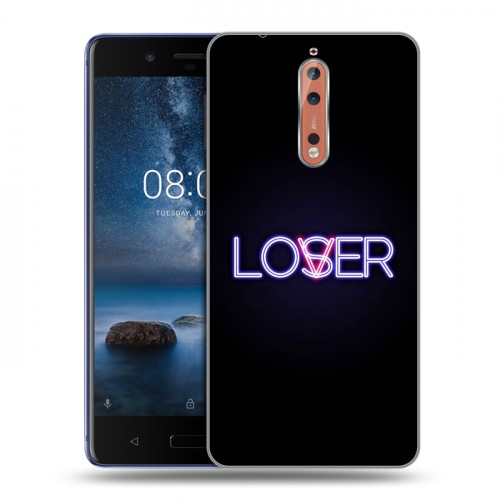 Дизайнерский пластиковый чехол для Nokia 8 Минимализм на черном