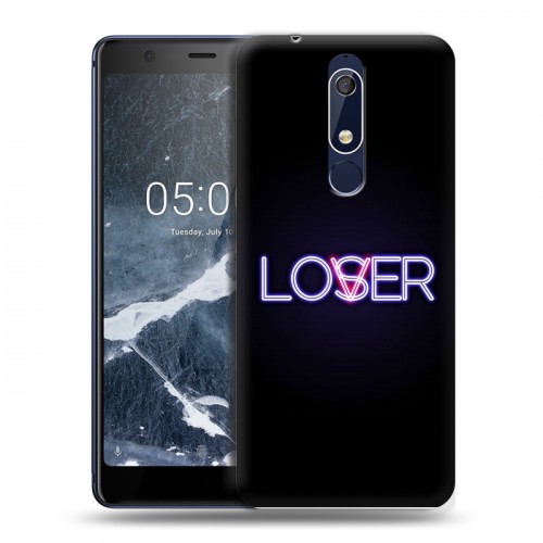 Дизайнерский пластиковый чехол для Nokia 5.1 Минимализм на черном