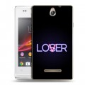 Дизайнерский пластиковый чехол для Sony Xperia E Минимализм на черном